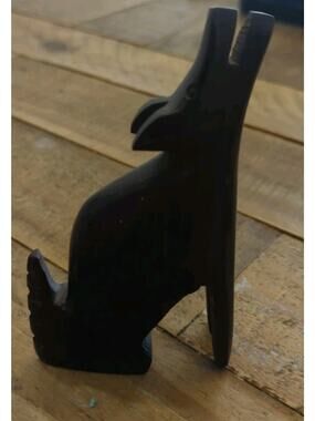 VTG Ironwood Hand Carved Howling Coyote Wolf Figurine Southwest Decor